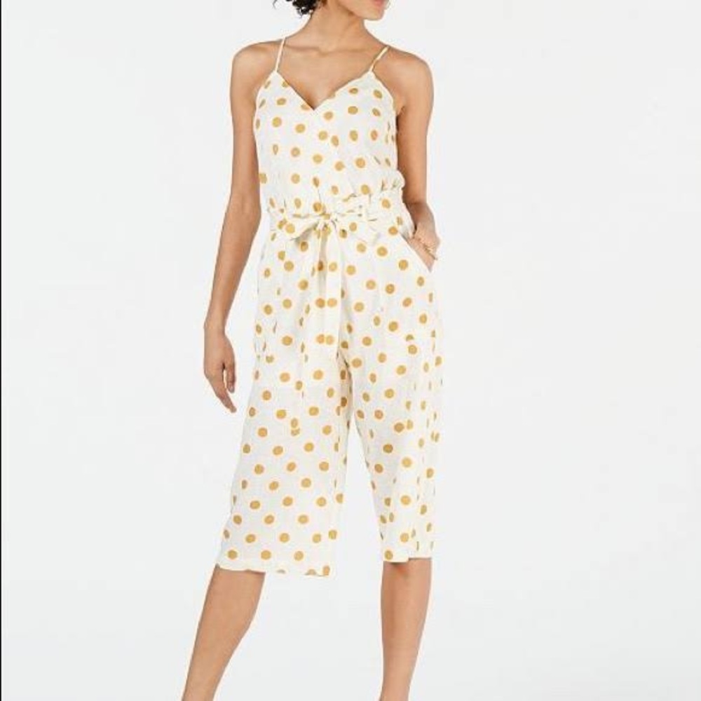 Capri jumpsuit yellow polka dot L